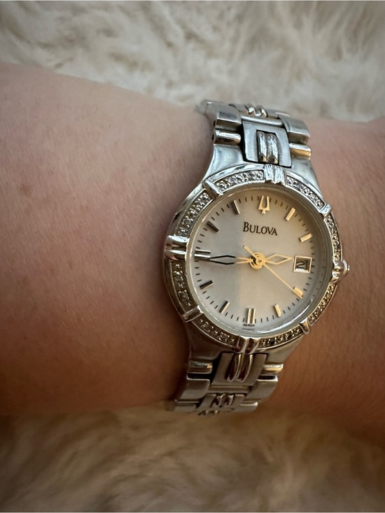 Bulova Silver Bracelet Watch with White Dial and Crystal Accents main image 2